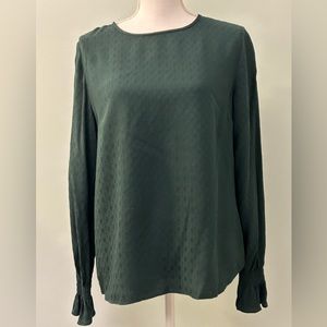 NWT H&M Long-Sleeved Green Blouse With Smocked Cuffs